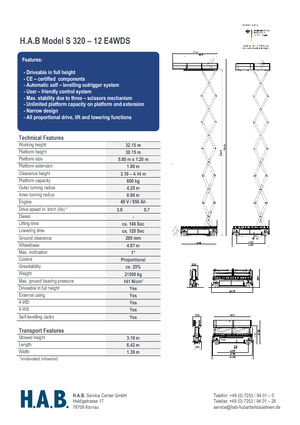 Nacelles ciseaux X su roues HAB S 320-12 E 4WD S