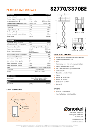Nacelles ciseaux X su roues Snorkel S3370BE