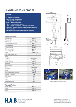 Nacelles ciseaux X su roues HAB S 65-10 E 2WD SP