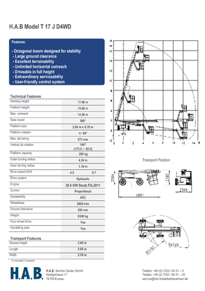 Nacelles télescopiques sur roues HAB T 17 JD 4WD