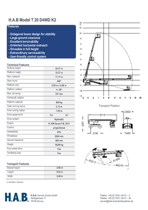 Nacelles télescopiques sur roues HAB T 20 D 4WD K2