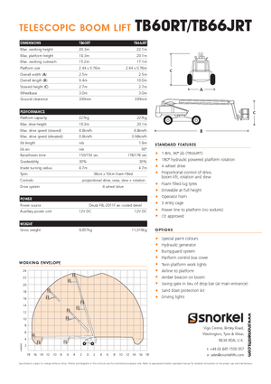 Nacelles télescopiques sur roues Snorkel T60RT