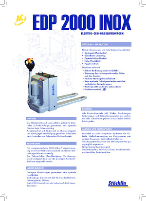 Transpalette ellectr. timon des piétons à partir du sol Stöcklin EDP 2000 Inox