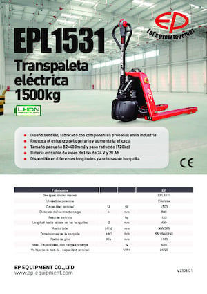 Transpalette ellectr. timon des piétons à partir du sol EP EPL1531