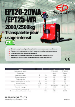 Transpalette ellectr. timon des piétons à partir du sol EP EPT20-20WA