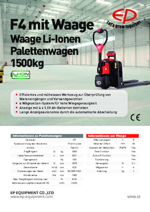 Transpalette ellectr. timon des piétons à partir du sol EP F4