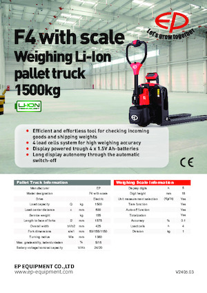 Transpalette ellectr. timon des piétons à partir du sol EP F4