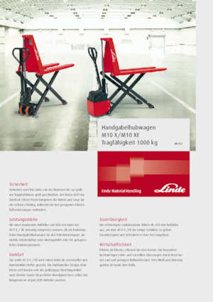 Transpalette ellectr. timon des piétons à partir du sol Linde M10X
