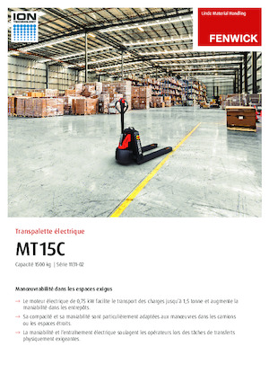 Transpalette ellectr. timon des piétons à partir du sol Linde MT15C
