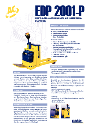 Transpalettes à conducteur debout Stöcklin EHP 2000 P