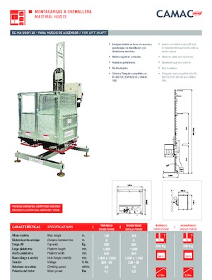 Ascenseurs industriels CAMAC EC-HA-500/120