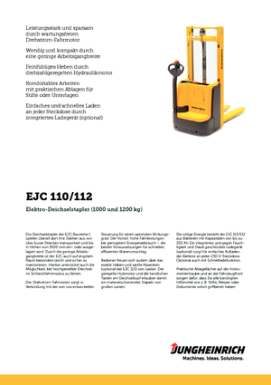 Gerbeurs à conducteur accompagnant Jungheinrich EJC 112