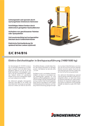 Gerbeurs à conducteur accompagnant Jungheinrich EJC B14