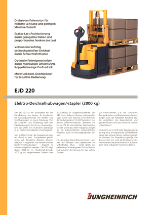 Gerbeurs à conducteur accompagnant Jungheinrich EJD 220