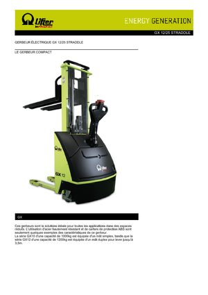 Gerbeurs à conducteur accompagnant PRAMAC Lifter GX 12/25 Straddle