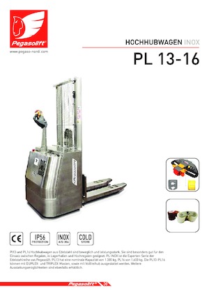 Gerbeurs à conducteur accompagnant Pegasolift PL 16 Inox 