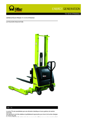 Gerbeurs à conducteur accompagnant PRAMAC Lifter TX 10/16 Straddle