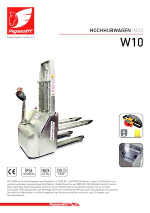 Gerbeurs à conducteur accompagnant Pegasolift W 10 Inox