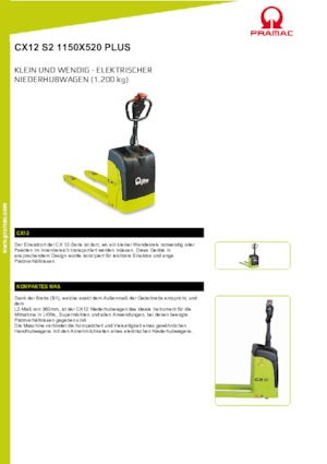 Transpalette ellectr. timon des piétons à partir du sol PRAMAC Lifter CX 12 EVO GEL