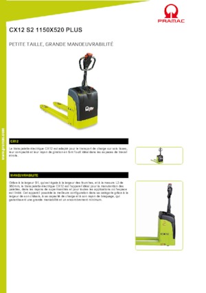 Transpalette ellectr. timon des piétons à partir du sol PRAMAC Lifter CX 12 EVO GEL