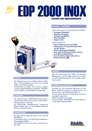 Transpalette ellectr. timon des piétons à partir du sol Stöcklin EDP 2000 Inox