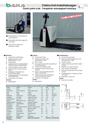Transpalette ellectr. timon des piétons à partir du sol Baka EGU 2013