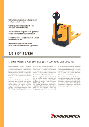 Transpalette ellectr. timon des piétons à partir du sol Jungheinrich EJE 116