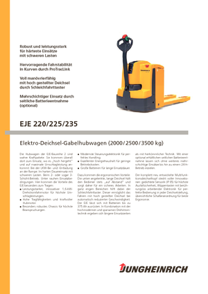 Transpalette ellectr. timon des piétons à partir du sol Jungheinrich EJE 220