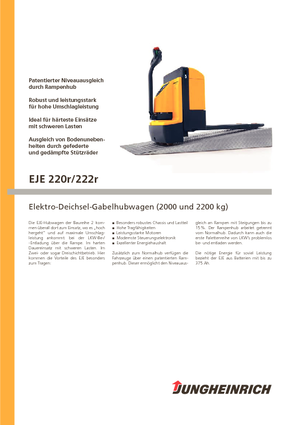 Transpalette ellectr. timon des piétons à partir du sol Jungheinrich EJE 220r