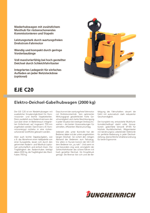 Transpalette ellectr. timon des piétons à partir du sol Jungheinrich EJE C20