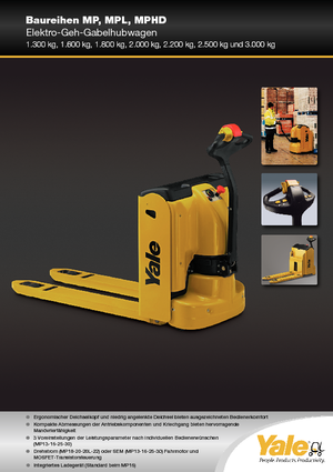 Transpalette ellectr. timon des piétons à partir du sol Yale MP22AC