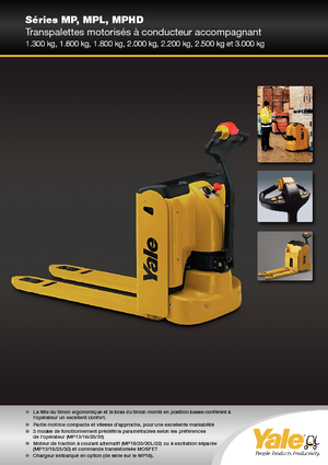 Transpalette ellectr. timon des piétons à partir du sol Yale MP22AC