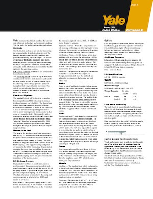 Transpalette ellectr. timon des piétons à partir du sol Yale MPW060-E