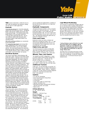 Transpalette ellectr. timon des piétons à partir du sol Yale MPW065-E