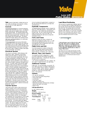 Transpalette ellectr. timon des piétons à partir du sol Yale MPR080VG