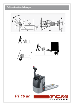Transpalette ellectr. timon des piétons à partir du sol TCM PT 16 ac