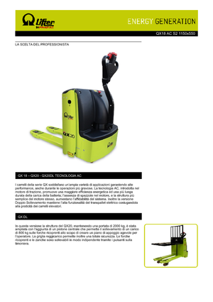 Transpalette ellectr. timon des piétons à partir du sol PRAMAC Lifter QX 18