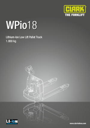 Transpalette ellectr. timon des piétons à partir du sol Clark Wpio 18