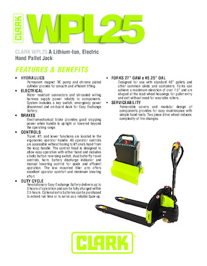 Transpalette ellectr. timon des piétons à partir du sol Clark WPL 25