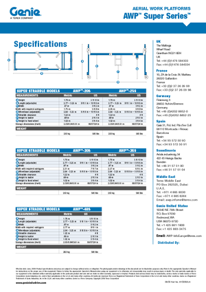 Nacelles à mât vertical unique Genie AWP 30 S