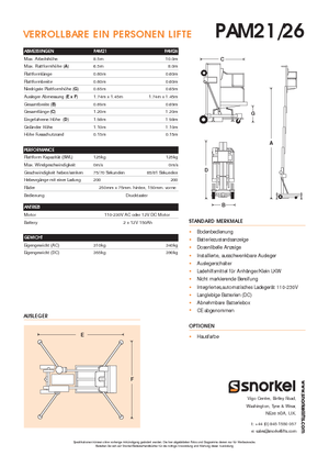 Nacelles à mât vertical unique Snorkel PAM26AC
