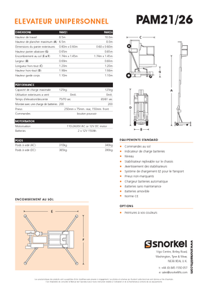 Nacelles à mât vertical unique Snorkel PAM26AC