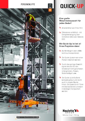 Nacelles à mât vertical unique Haulotte QuickUp 7