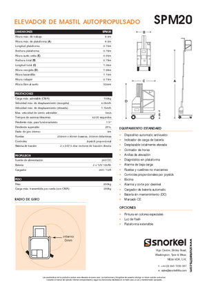 Nacelles à mât vertical unique Snorkel SPM20