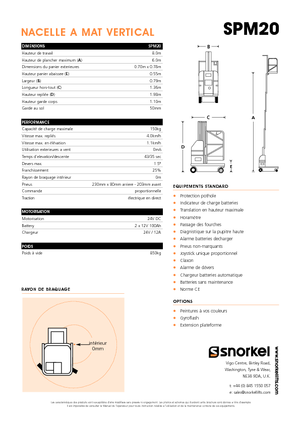 Nacelles à mât vertical unique Snorkel SPM20