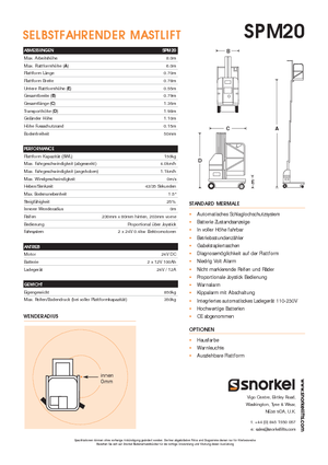 Nacelles à mât vertical unique Snorkel SPM20