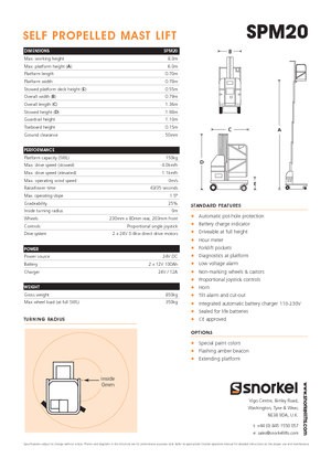 Nacelles à mât vertical unique Snorkel SPM20