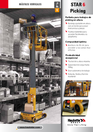 Nacelles à mât vertical unique Haulotte Star 6 Picking