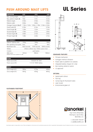 Nacelles à mât vertical unique Snorkel UL40AC