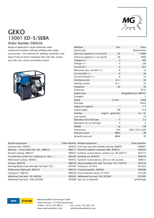 Groupes électrogènes à essence Geko ® 13001 ED-S/SEBA